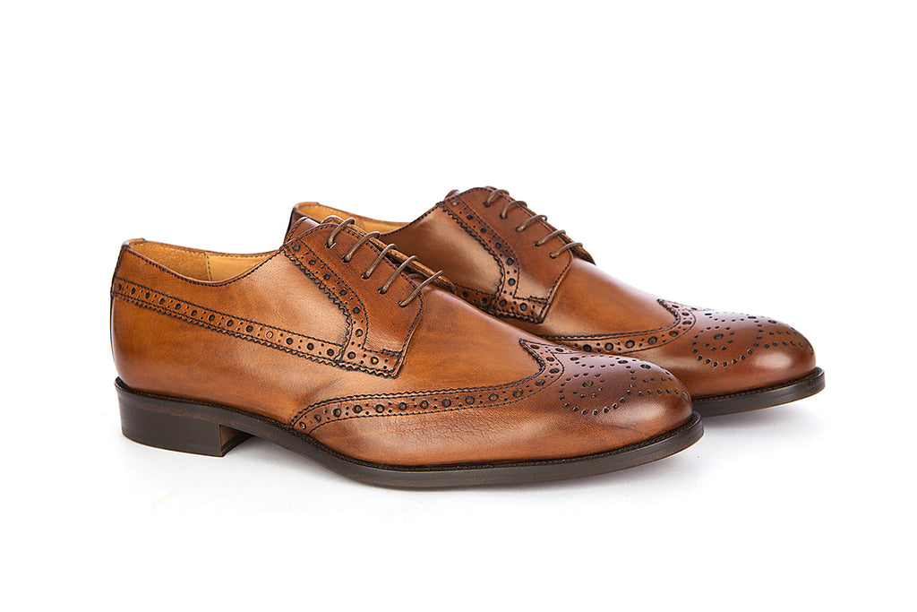 Cognac Brogue Shoes For Men