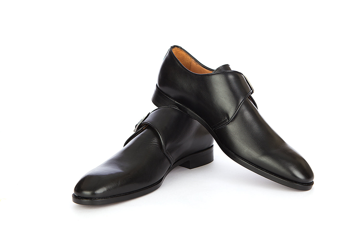 Mens Black Single Monk Strap Italian Shoes Online