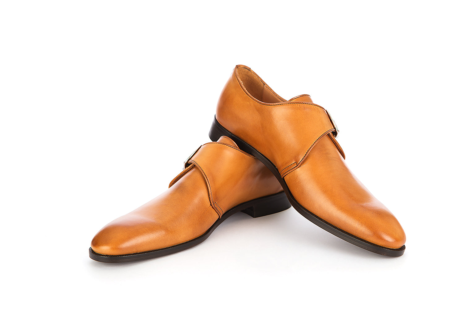 Tan single on sale monk strap shoes