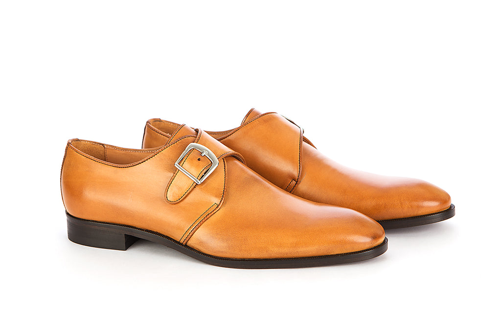 tan luxury monk shoes