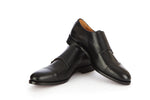 Load image into Gallery viewer, Handmade black double monk buckle shoes online India
