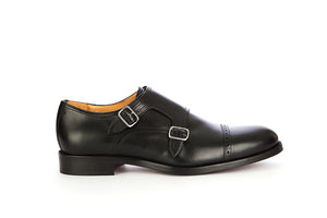 Italian Black Double Monk Straps For Men