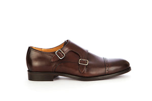 Brown Leather Monk Strap Dress Shoes for Men India