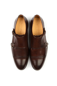 Mens Leather Dress Shoes Brown Monk Strap
