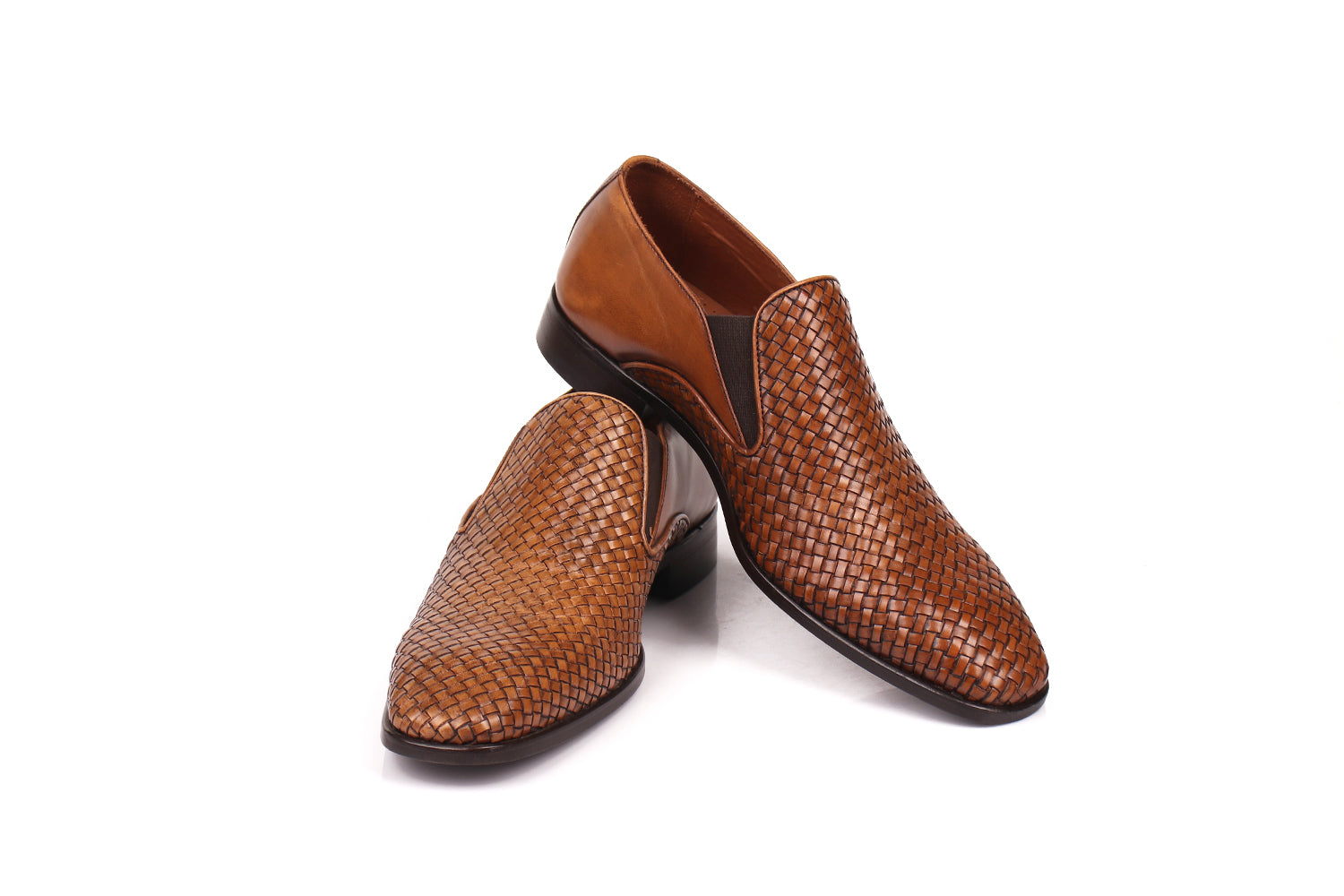 Italian Luxury Leather Slip On Shoes Cognac Colour