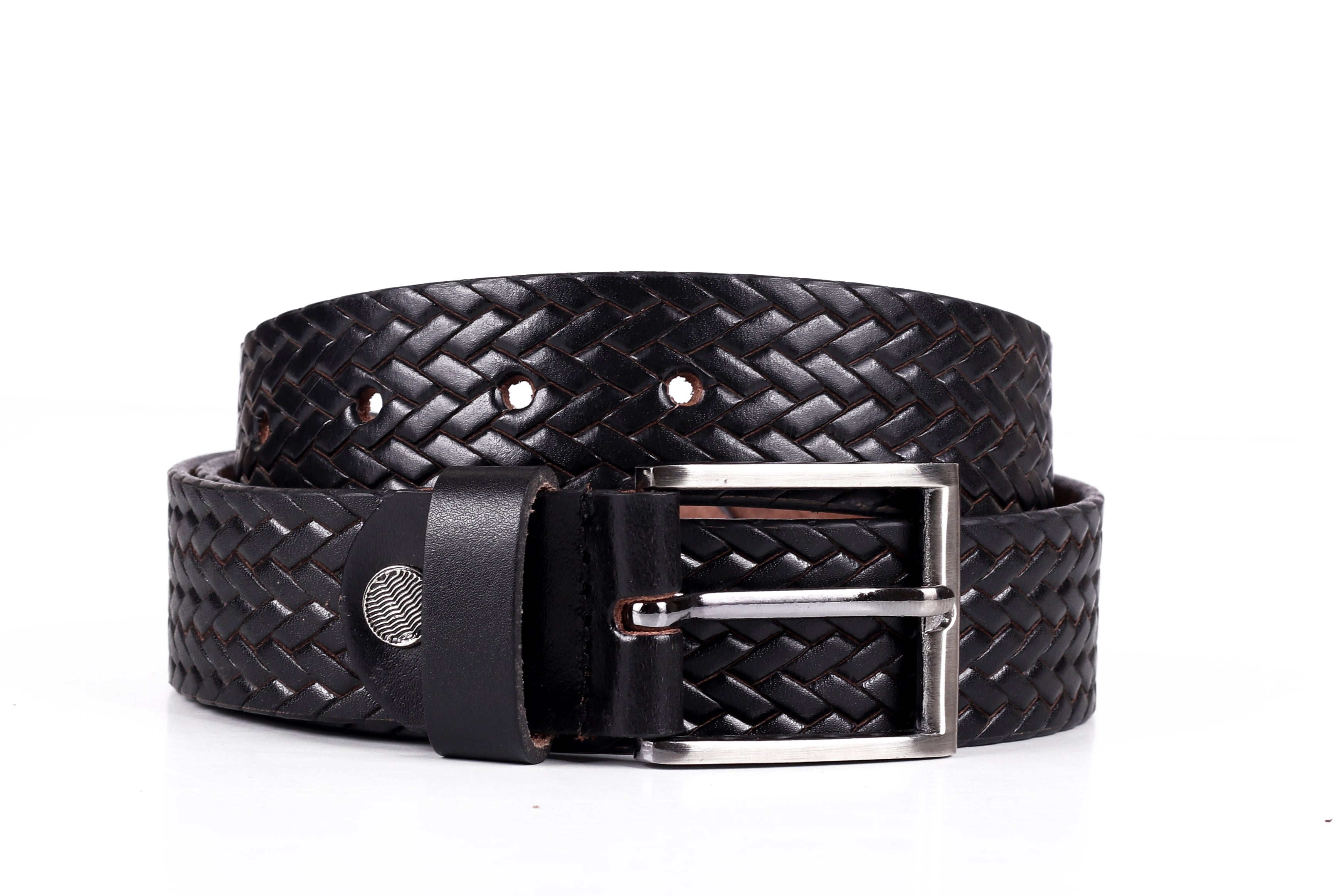 Black Leather Belt for Men
