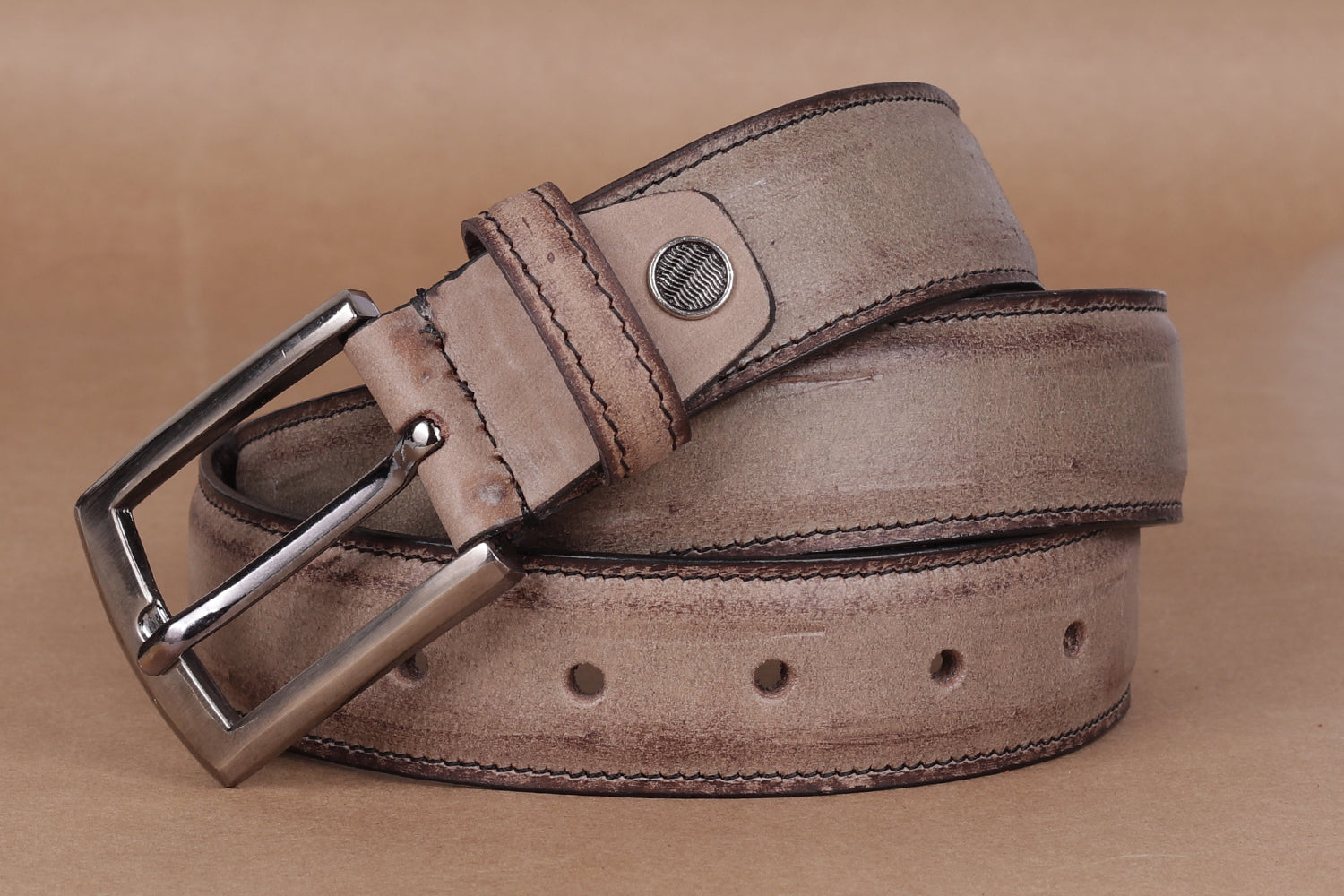 Beige Leather Belt for Men India