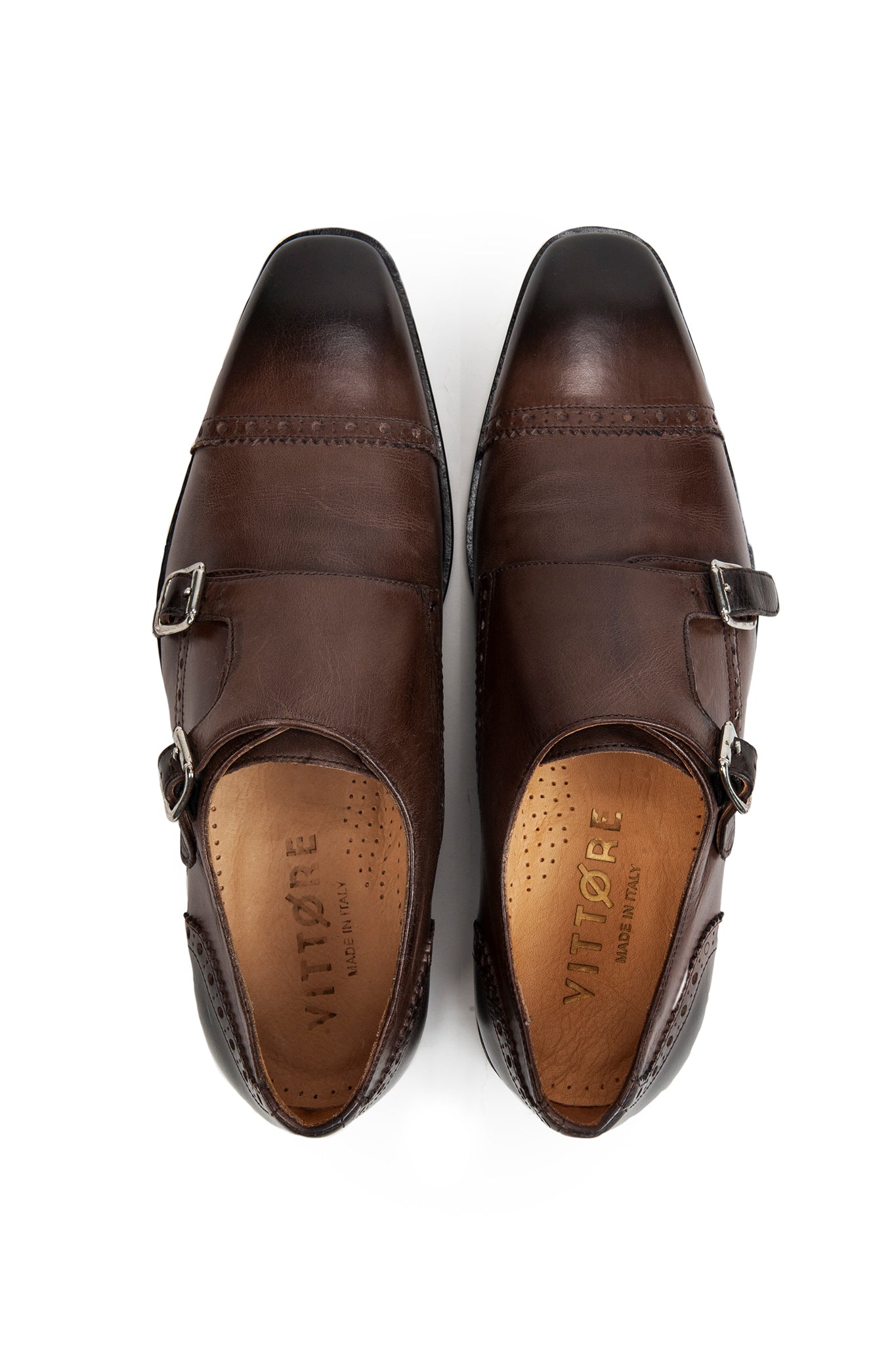Mens Brown Double Monk Strap Shoes